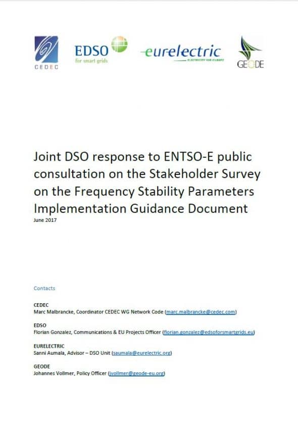 Joint DSO response to ENTSO-E public consultation on the Stakeholder ...